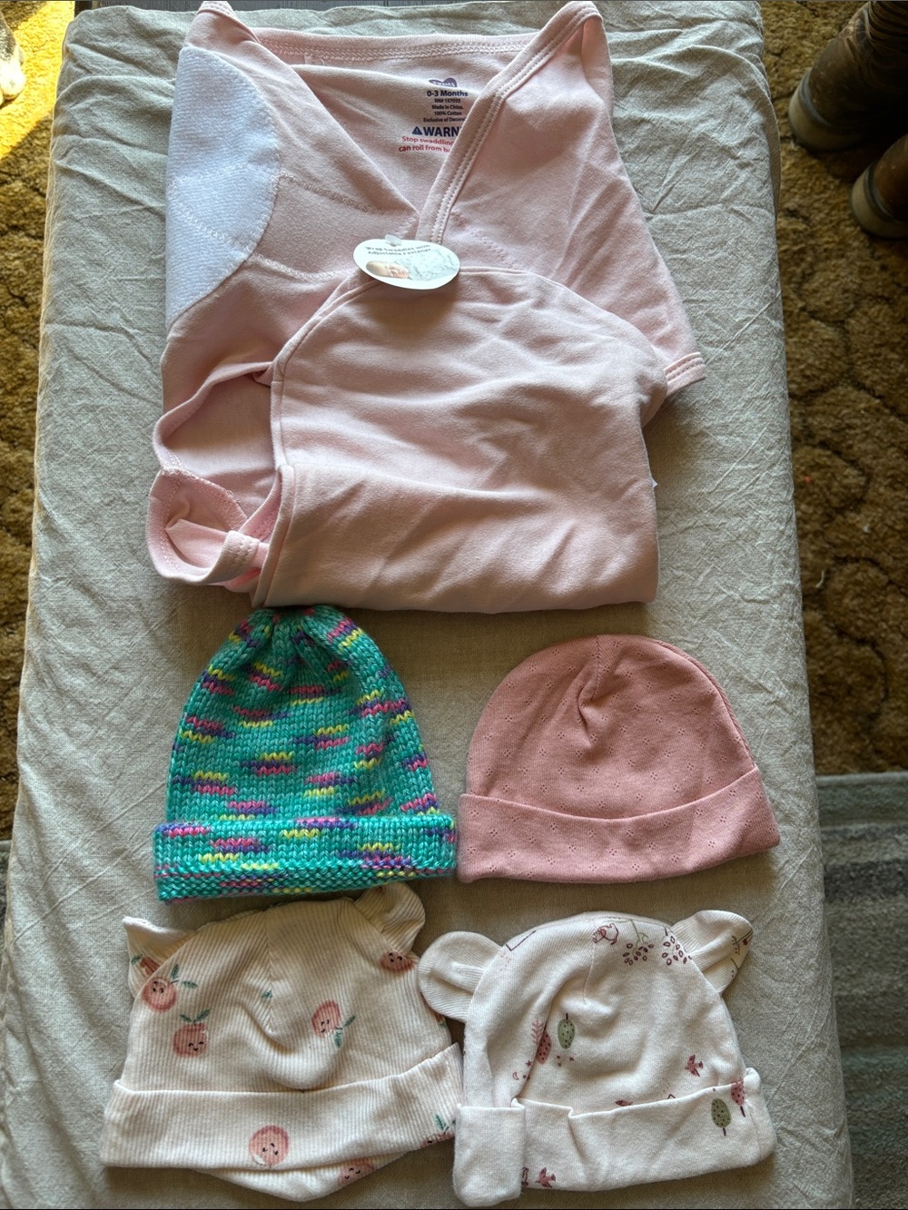Parents Choice Pink Baby Swaddle & Hat Set